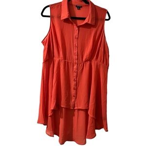 Torrid Sheer Button-up Orange Tank